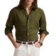 Polo Ralph Lauren Shirt Custom Fit Linen-New Olive