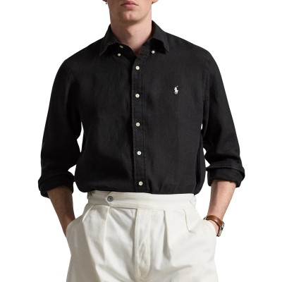 Polo Ralph Lauren Shirt Custom Fit Linen-Black