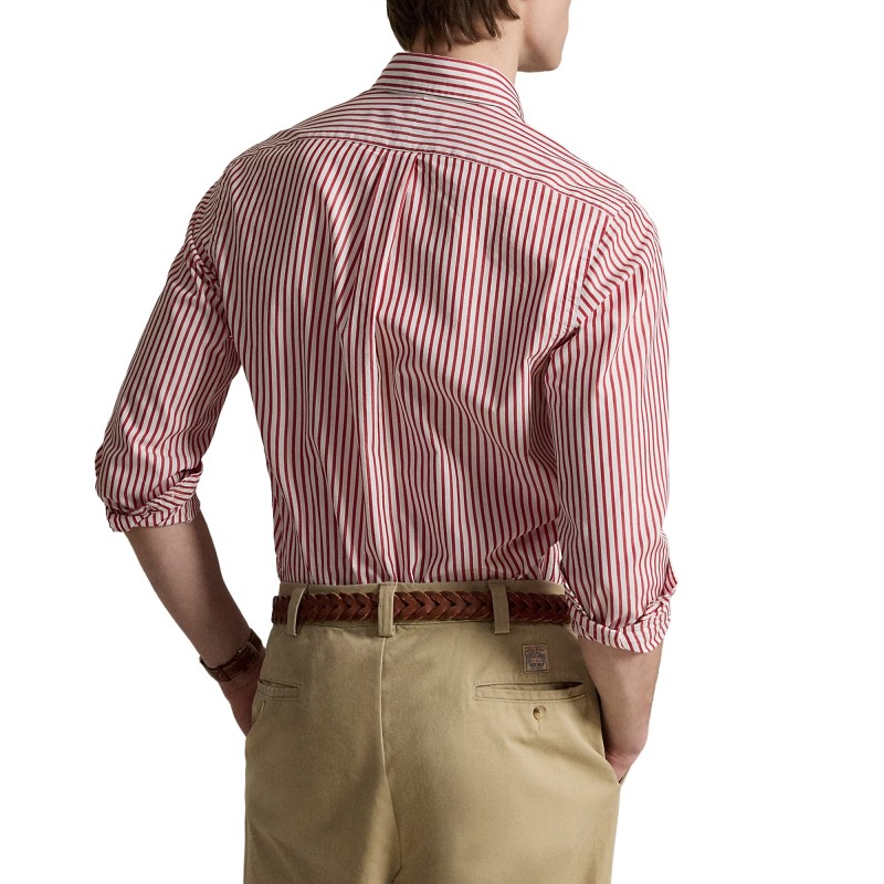 Polo Ralph Lauren Shirt Custom Fit Striped Broadcloth-White/Red