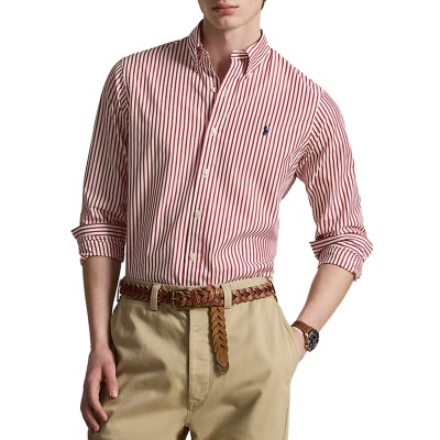Polo Ralph Lauren Shirt Custom Fit Striped Broadcloth-White/Red
