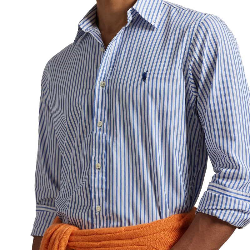 Polo Ralph Lauren Shirt Custom Fit Striped Broadcloth-White/Blue Polo Ralph Lauren Shirt Custom Fit Striped Broadcloth-White/Blue