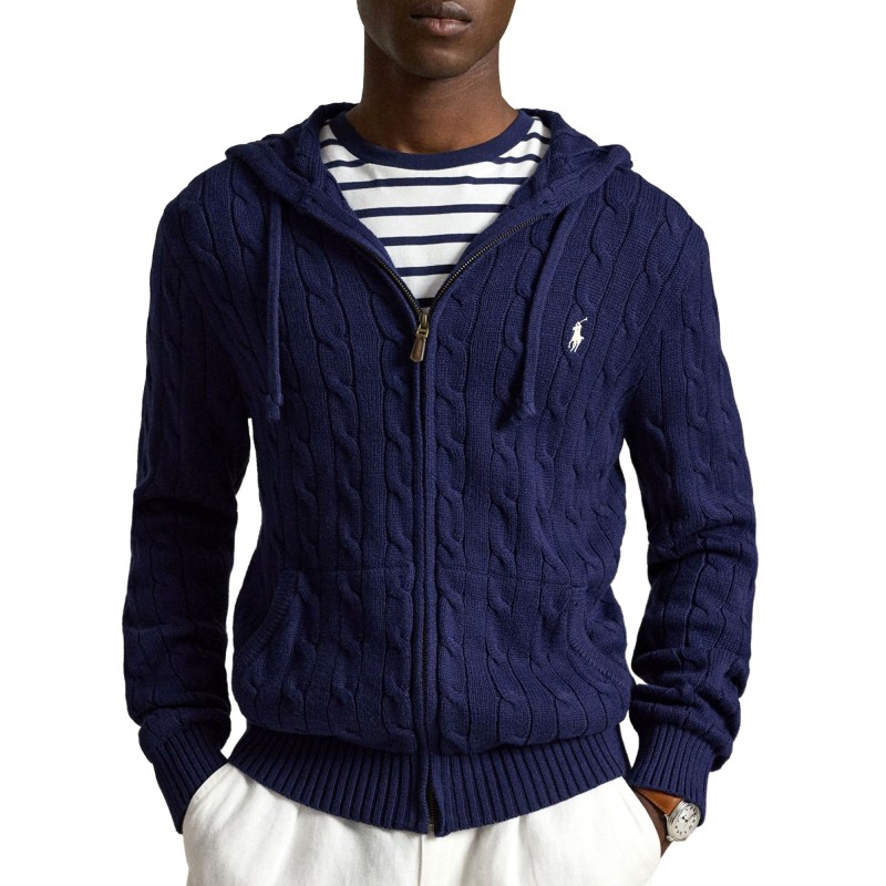 Polo Ralph Lauren Hooded Sweater Cable Knit-Blue