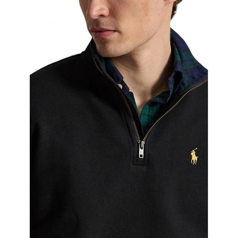 Polo Ralph Lauren Sweatshirt Fleece Quarter Zip-Black Polo Ralph Lauren Sweatshirt Fleece Quarter Zip-Black