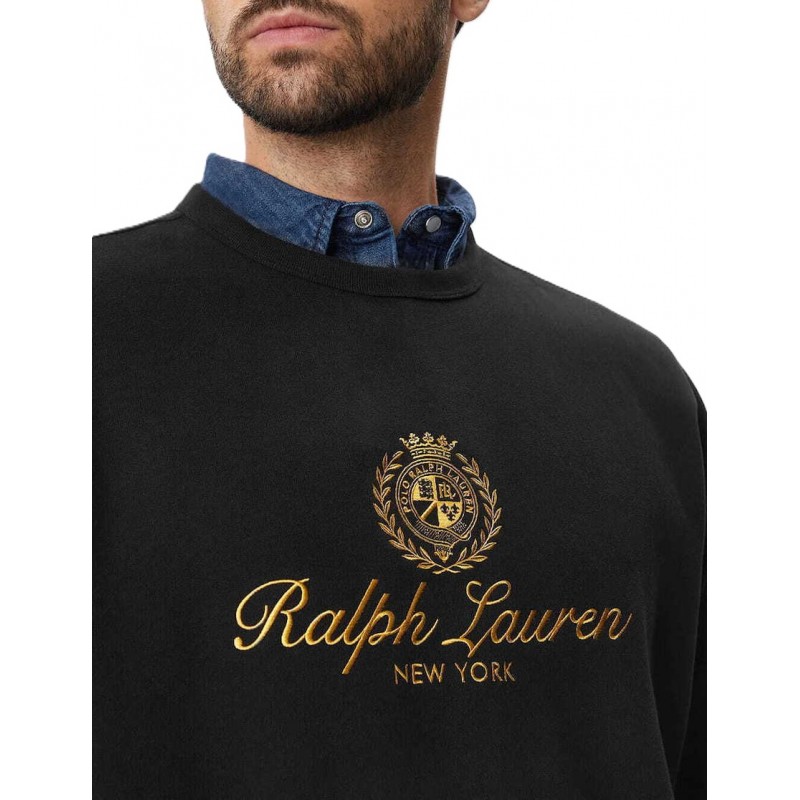 Polo Ralph Lauren Sweatshirt New York Crest Holiday Graphic-Black Polo Ralph Lauren Sweatshirt New York Crest Holiday Graphic-Black
