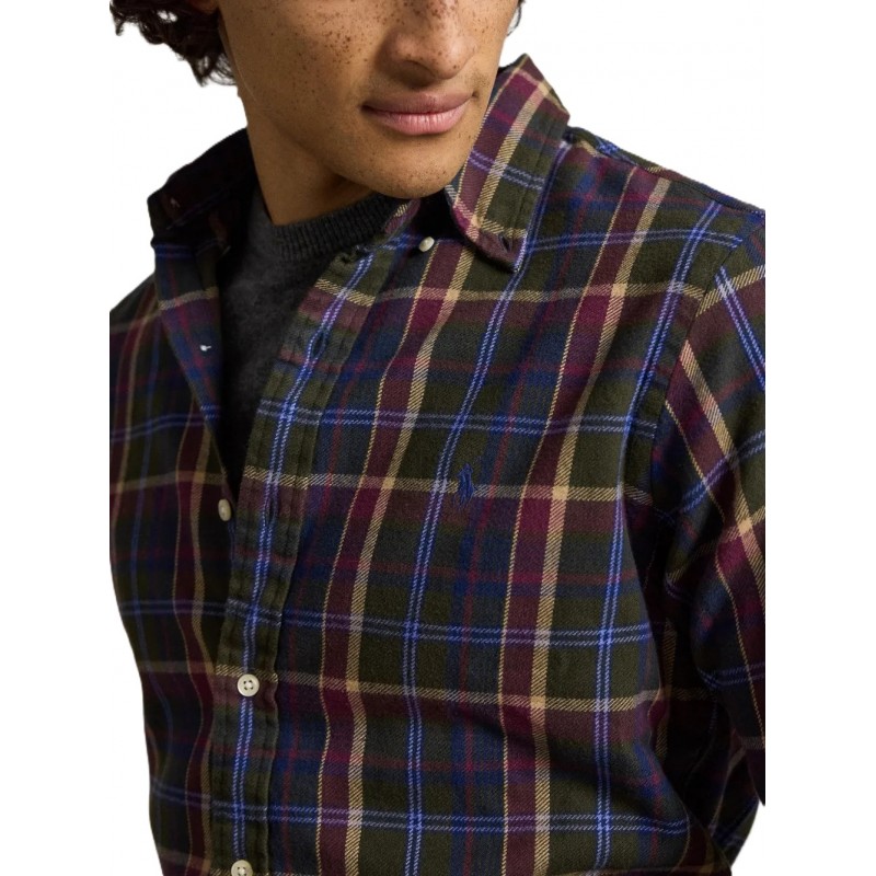 Polo Ralph Lauren Shirt Custom Fit Plaid Pony Embroidered-Green/Red Polo Ralph Lauren Shirt Custom Fit Plaid Pony Embroidered-Green/Red
