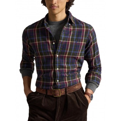 Polo Ralph Lauren Shirt Custom Fit Plaid Pony Embroidered-Green/Red