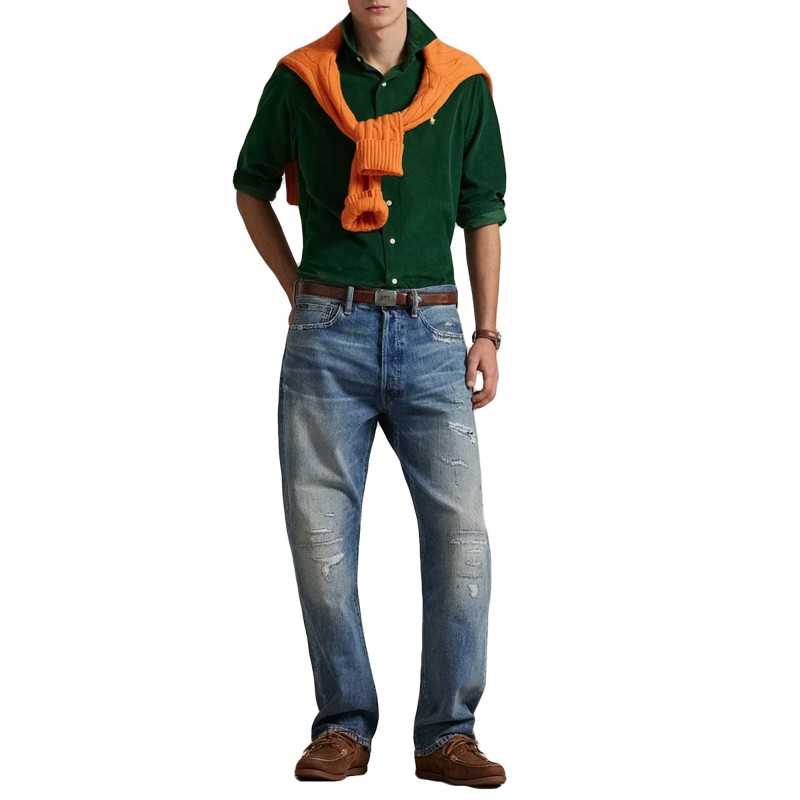 Polo Ralph Lauren Shirt Corduroy Custom Fit-Green Polo Ralph Lauren Shirt Corduroy Custom Fit-Green