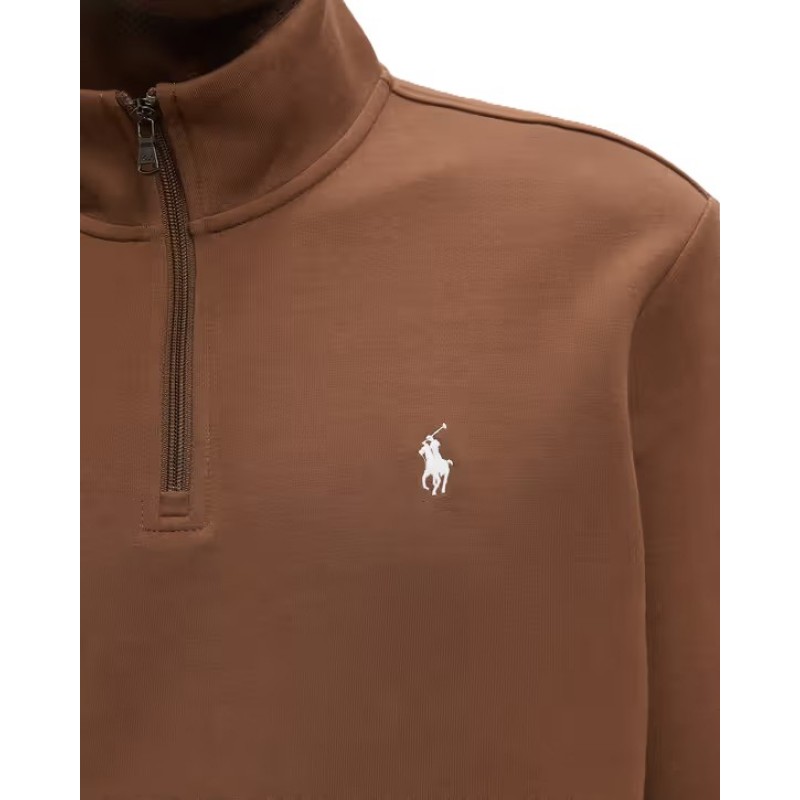 Polo Ralph Lauren Sweatshirt Polo Pony Half Zip-Brown Polo Ralph Lauren Sweatshirt Polo Pony Half Zip-Brown