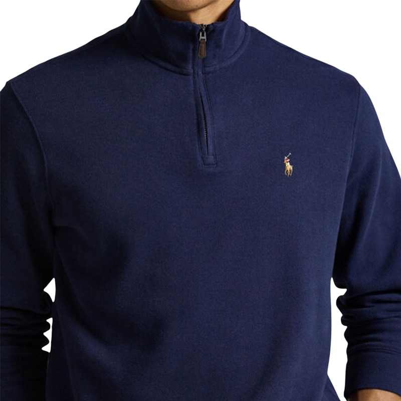 Polo Ralph Lauren Pollover Estate Rib Quarter Zip-Navy Polo Ralph Lauren Pollover Estate Rib Quarter Zip-Navy
