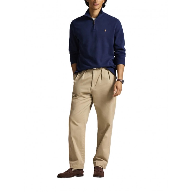 Polo Ralph Lauren Pollover Estate Rib Quarter Zip-Navy Polo Ralph Lauren Pollover Estate Rib Quarter Zip-Navy
