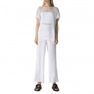 Lotus Eaters Trousers Linen Elastic Waist And Zip-White