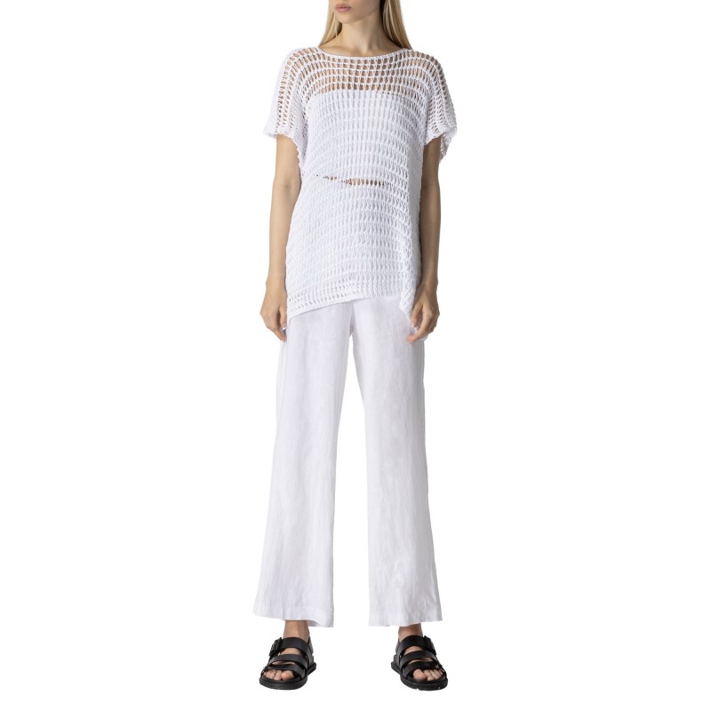 Lotus Eaters Trousers Linen Elastic Waist And Zip-White Lotus Eaters Trousers Linen Elastic Waist And Zip-White
