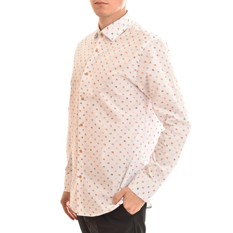 Vittorio Square Patterned Shirt-Off White Vittorio Square Patterned Shirt-Off White