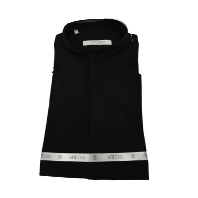 Vittorio Shirt Mao Collar-Black