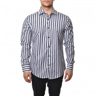 Vittorio Shirt Striped With Micro Designs-Blue