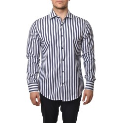Vittorio Shirt Striped With Micro Designs-Blue