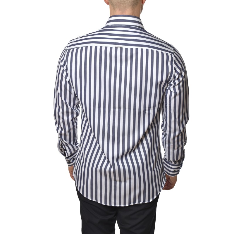 Vittorio Shirt Striped With Micro Designs-Blue