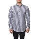 Vittorio Shirt Striped With Micro Designs-Blue