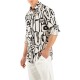 Vittorio Shirt Printed With A Pattern On The Fabric Structure-White/Black Vittorio Shirt Printed With A Pattern On The Fabric Structure-White/Black