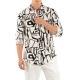 Vittorio Shirt Printed With A Pattern On The Fabric Structure-White/Black Vittorio Shirt Printed With A Pattern On The Fabric Structure-White/Black