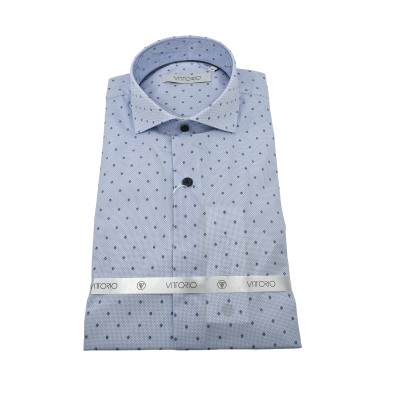 Vittorio Shirt Patterned-Light Blue