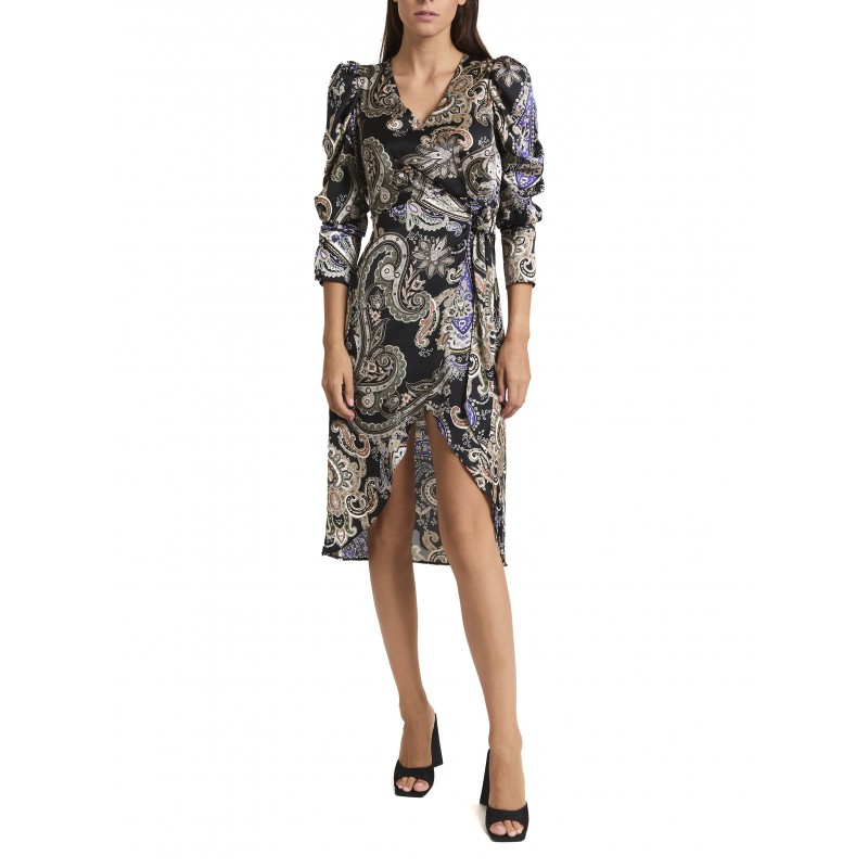 Twenty-29 Dress Asymmetric Paisley Print-Black/Purple Twenty-29 Dress Asymmetric Paisley Print-Black/Purple