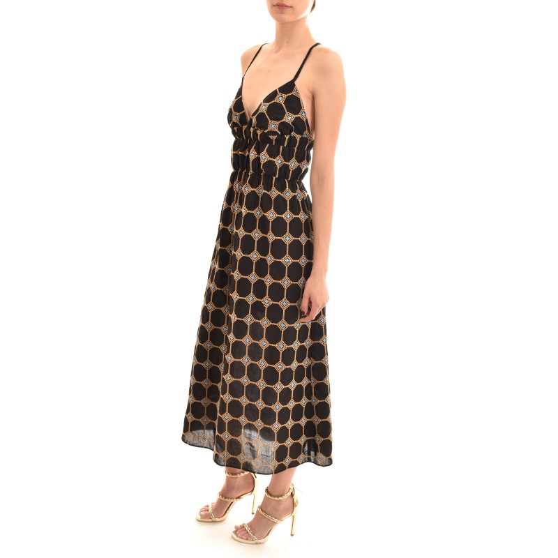 Kasia Frilled Embroidery Patterned Dress-Black Kasia Frilled Embroidery Patterned Dress-Black