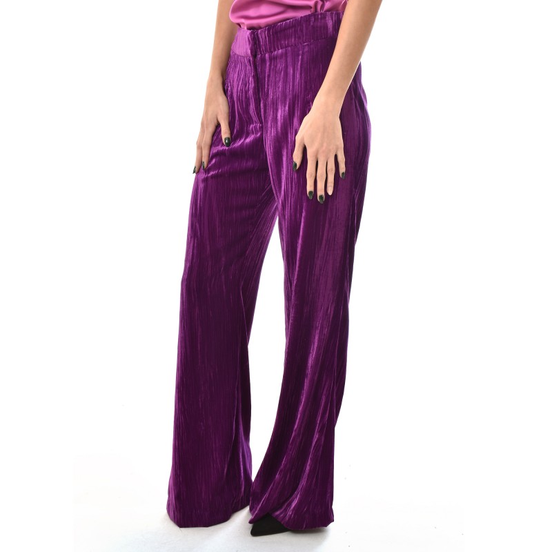 Twenty-29 Anaglyph Pattern Velvet Trousers-Purple