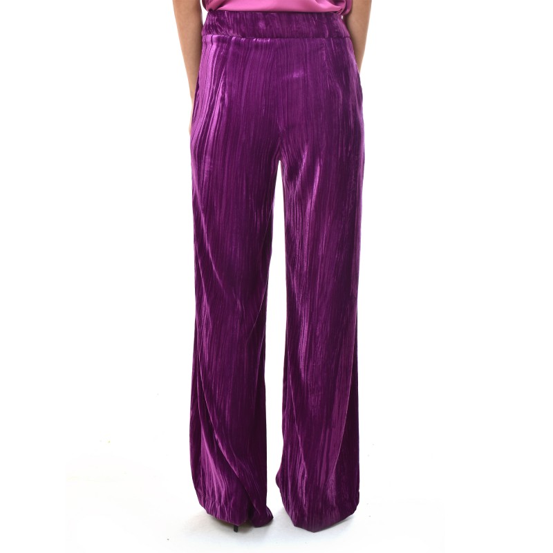 Twenty-29 Anaglyph Pattern Velvet Trousers-Purple