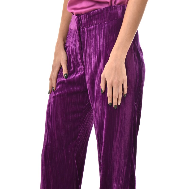 Twenty-29 Anaglyph Pattern Velvet Trousers-Purple
