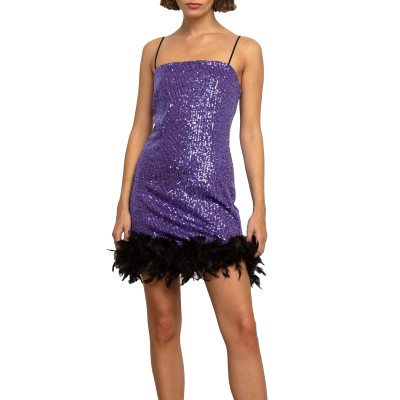 Twenty-29 Feather Bottom-Line Sequins Dress-Midnight Haze