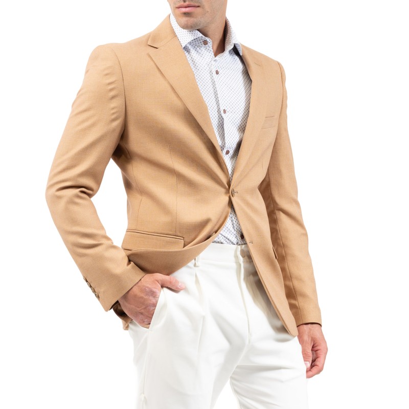 Vittorio Micropatterned Casual Blazer-Beige