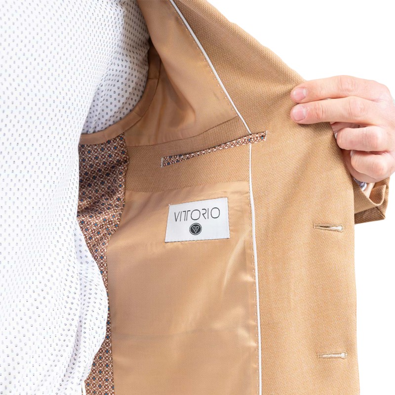 Vittorio Micropatterned Casual Blazer-Beige
