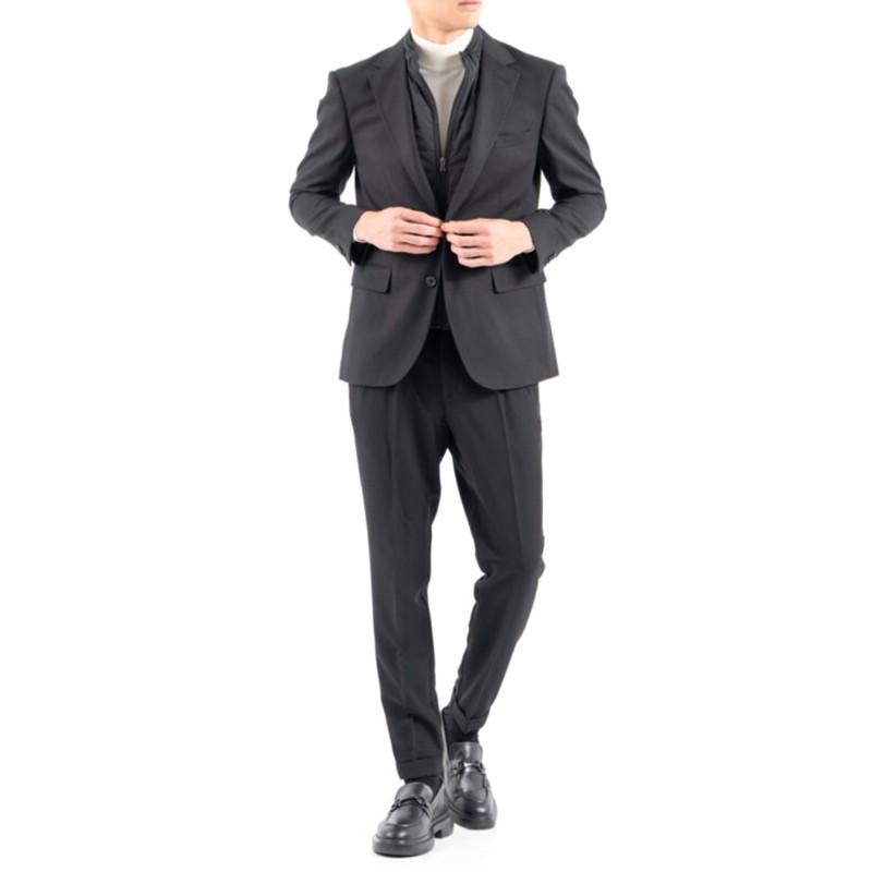 Vittorio Classy Blazer With Detatchable Zip Up Neckline-Black