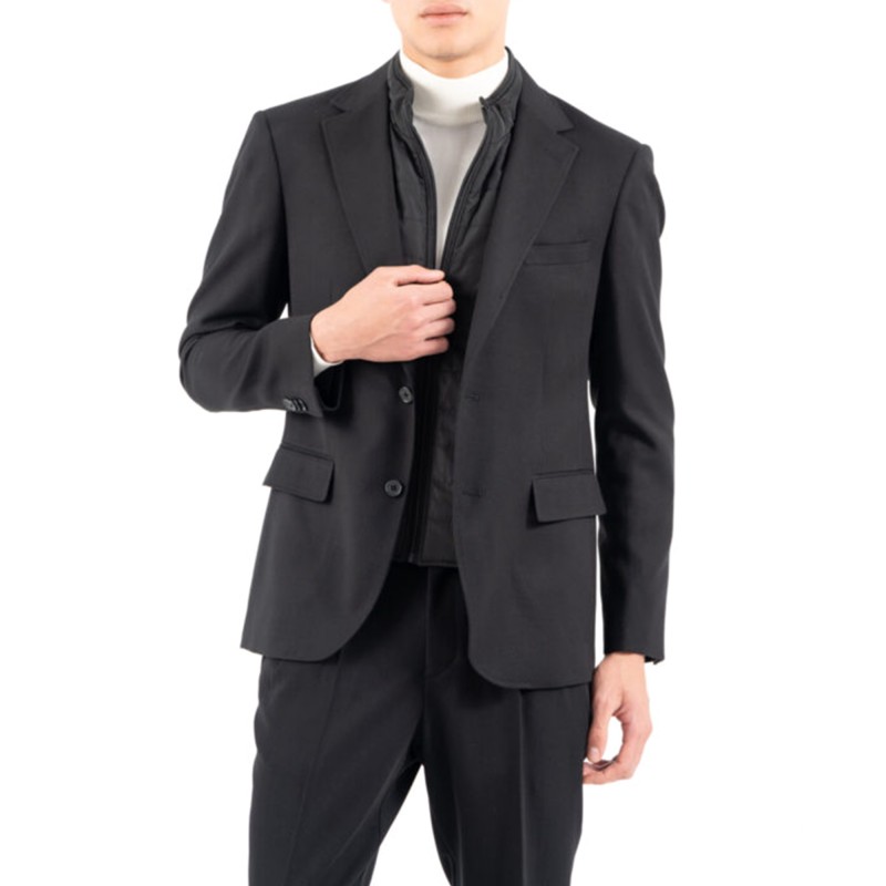 Vittorio Classy Blazer With Detatchable Zip Up Neckline-Black