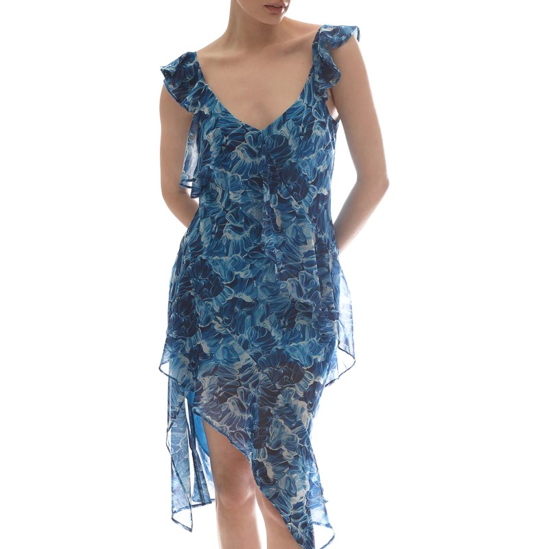 Twenty-29 Wave Coloured Dress With Frills-Waves