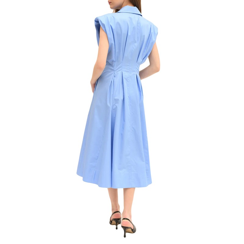Twenty-29 Dress Mary Midi A Line With Front Button-Blue
