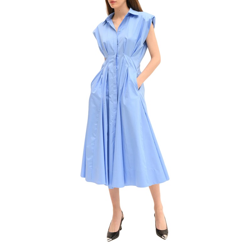 Twenty-29 Dress Mary Midi A Line With Front Button-Blue