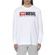 Diesel Long-Sleeve T-Shirt With Fleece Logo-White