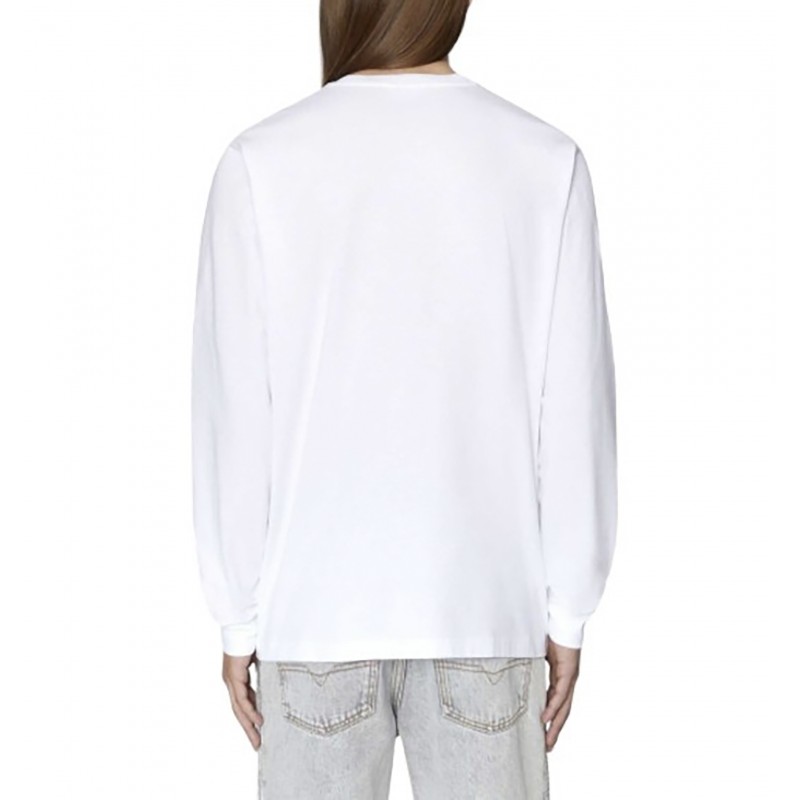 Diesel Long-Sleeve T-Shirt With Fleece Logo-White Diesel Long-Sleeve T-Shirt With Fleece Logo-White