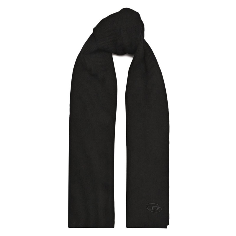 Diesel Ribbed Wool Blend Scarf-Black