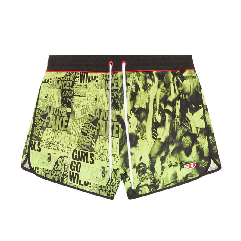 Diesel Contrast Nylon Swim Shorts-Green/Black
