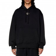 Diesel Oversized Hoodie With Metallic Logo-Black