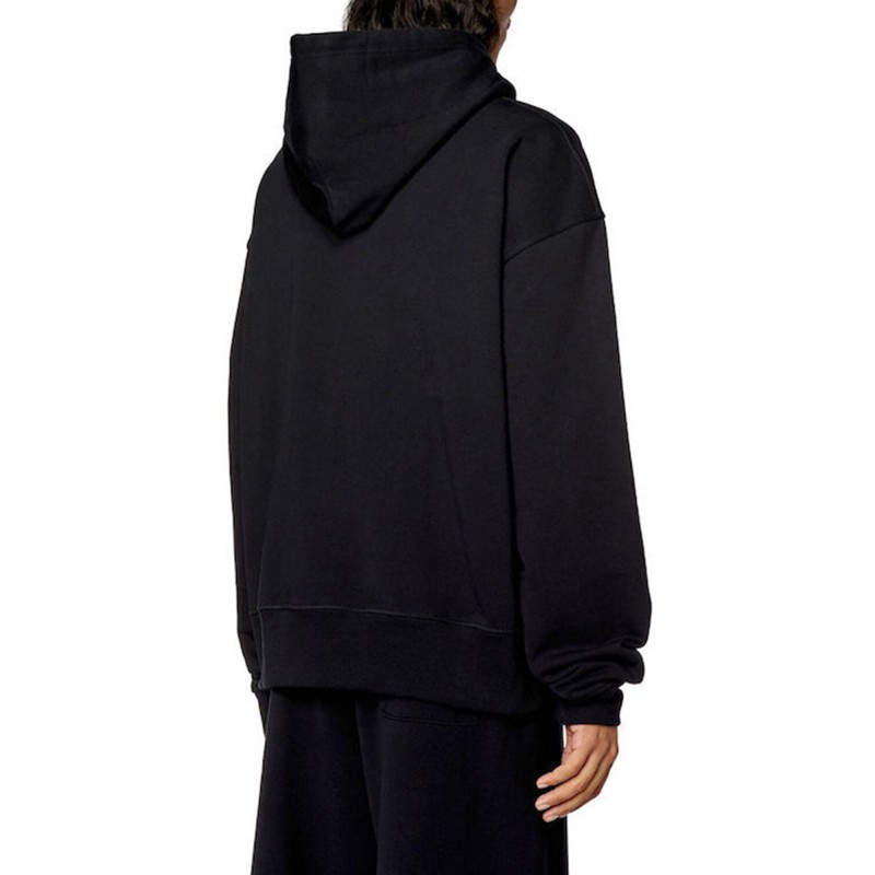 Diesel Oversized Hoodie With Metallic Logo-Black Diesel Oversized Hoodie With Metallic Logo-Black