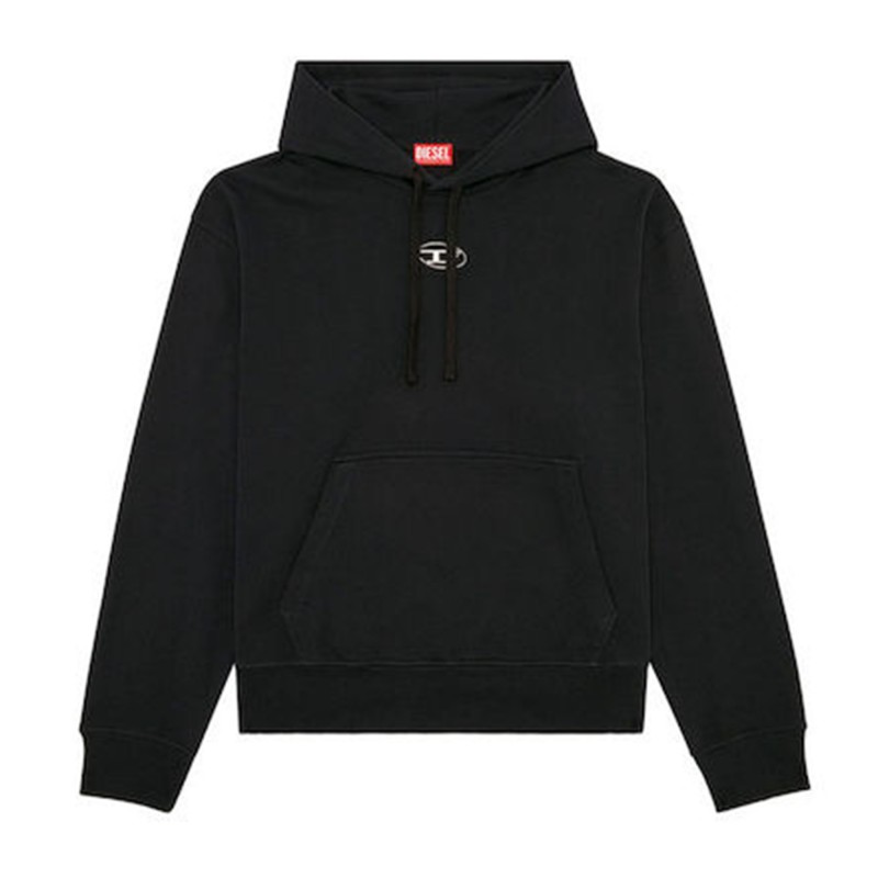 Diesel Oversized Hoodie With Metallic Logo-Black Diesel Oversized Hoodie With Metallic Logo-Black