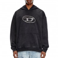 Diesel Hoodie With Multi-layered Logo Print-Black