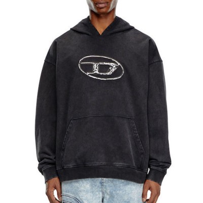Diesel Hoodie With Multi-layered Logo Print-Black