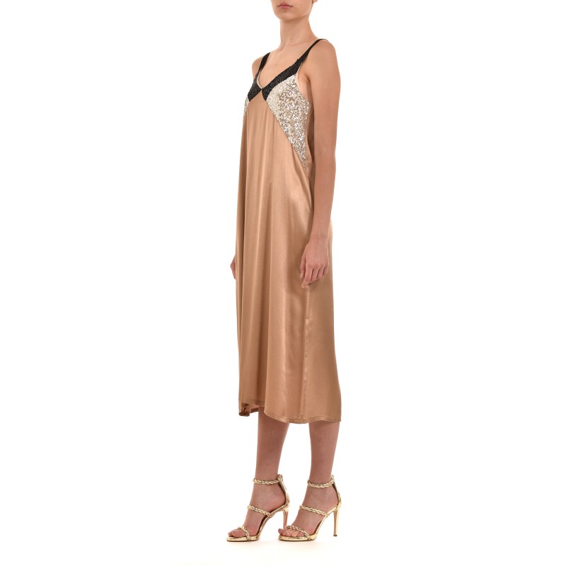 Dixie Dress Midi Sequins-Beige