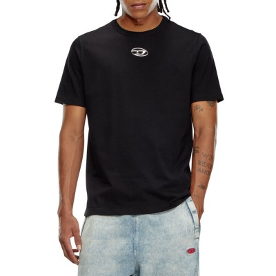 Diesel T-Shirt With Metallic Oval D-Black