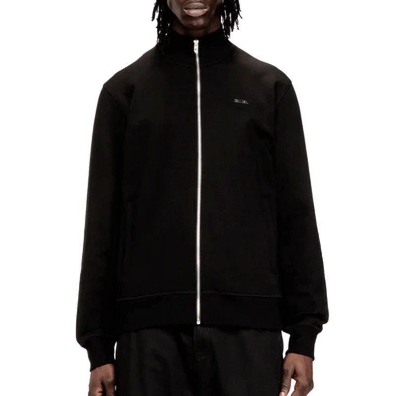 Diesel Zipped Sweatshirt With Metal Diesel Plaque-Black Diesel Zipped Sweatshirt With Metal Diesel Plaque-Black